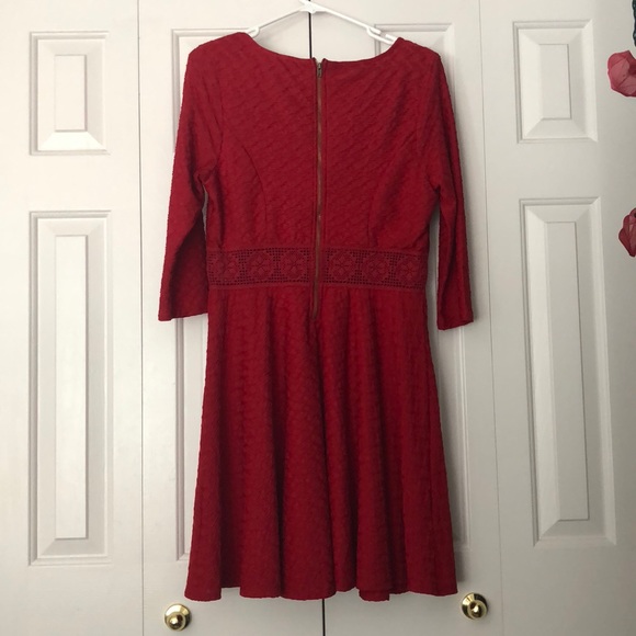3/4 Sleeve Fit and Flare Red American Rag Dress - Picture 2 of 3
